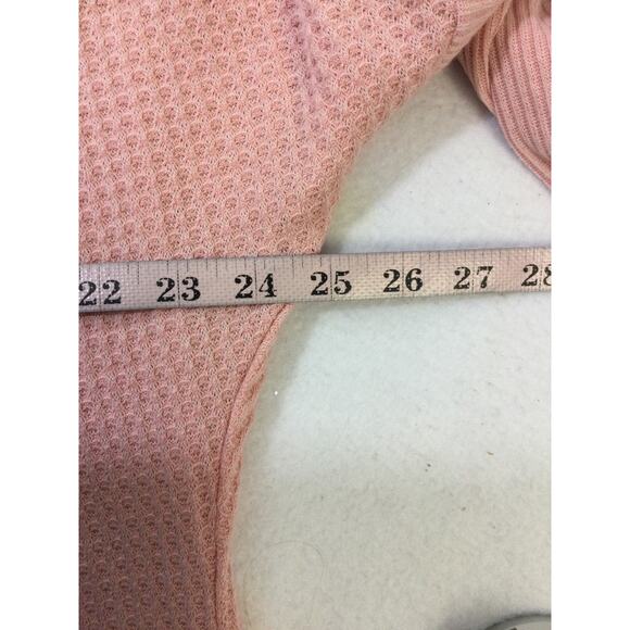 GIBSON LOOK M pink blush long sleeve button waffle knit top blouse NWT B65 - Picture 5 of 6